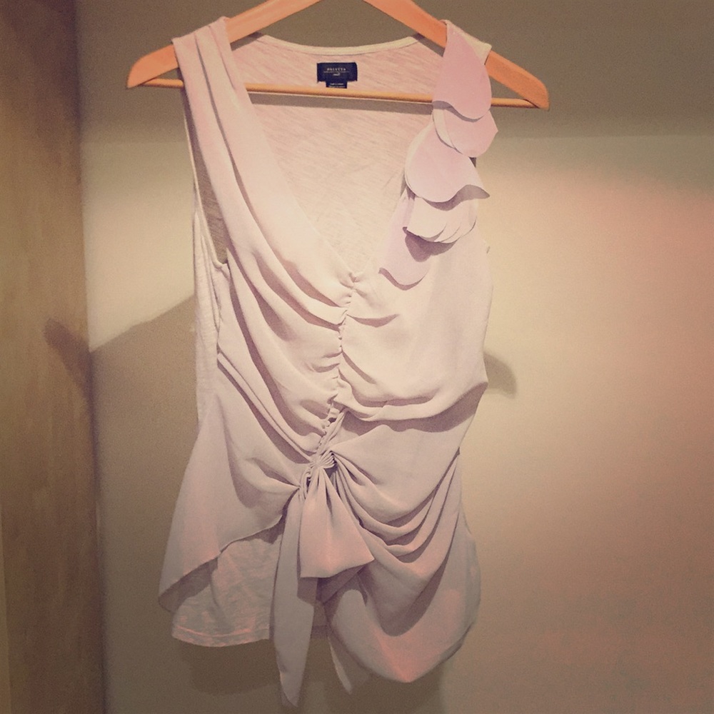Anthropologie Ruffle gray sleeveless top sz small